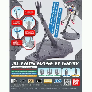Bandai Gunpla Model Kit Action BASE 1 GREY Display (1/144 & 1/100 Scale) Stand