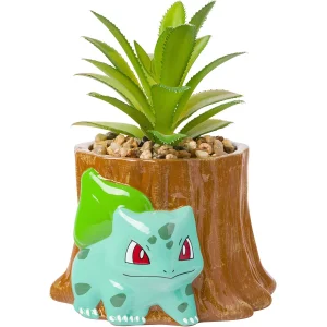 Pokemon Bulbasaur Tree Stump Mini Decorative Artificial Faux Greenery Plant in Ceramic
